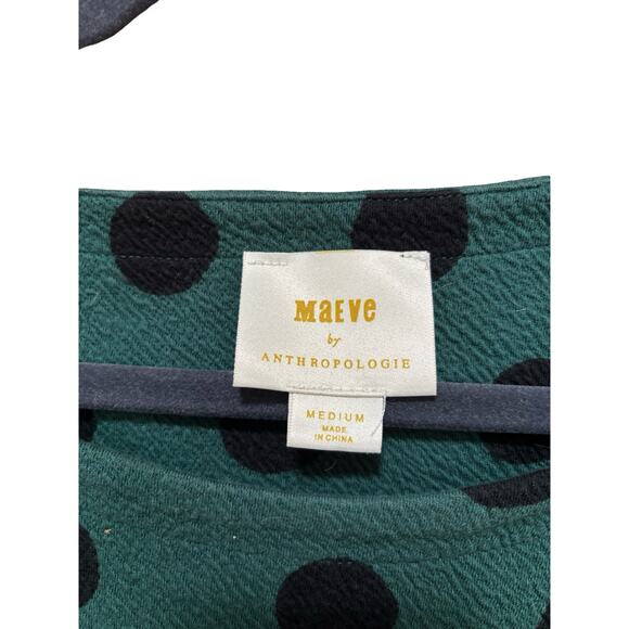 Maeve Anthropologie Green Polka Dot Blouse – Size Medium - Picture 4 of 7